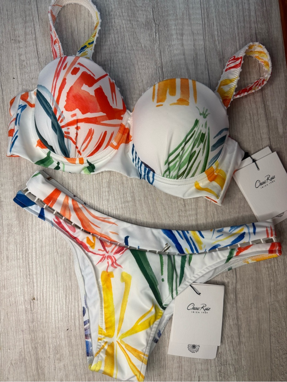 NWT Charo Ruiz Ibiza Sonia & Eli Tropical Print Bikini Set XS